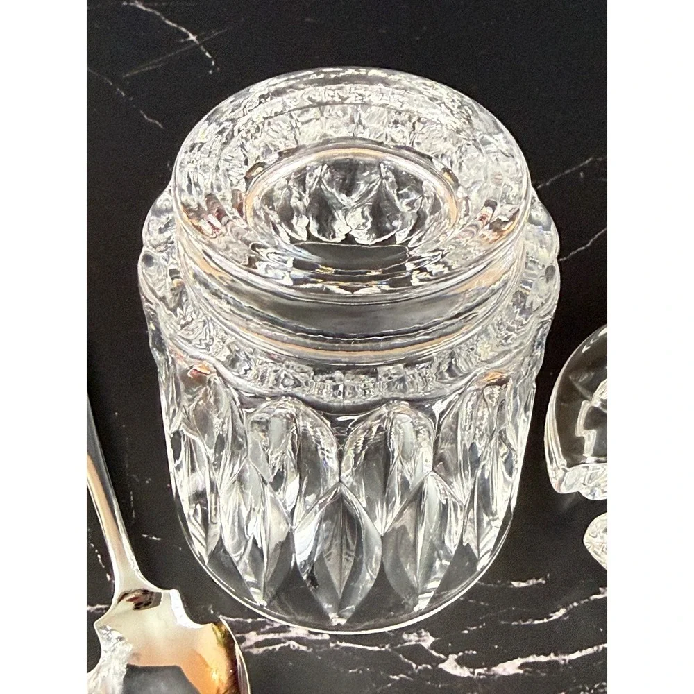 VTG German Nachtmann Bavarian Crytal‎ Jam Jar Salt Cellar Honey Pot w/Spoon EUC
